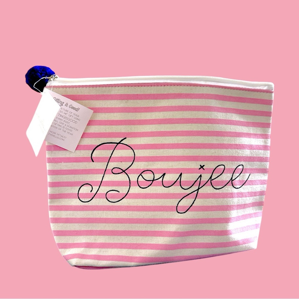 Boujee Pink Striped Women's makeup 💄 travel Bag